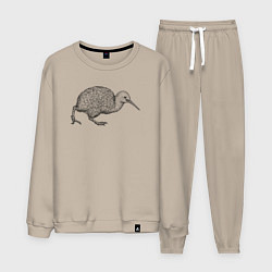 Костюм хлопковый мужской Птица киви спешит, цвет: миндальный