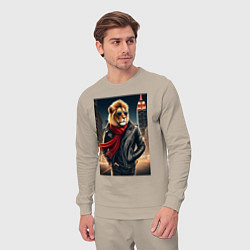 Костюм хлопковый мужской Leo the fashionista in New York city at night, цвет: миндальный — фото 2