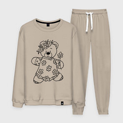 Мужской костюм Мишка с ромашками - раскраска