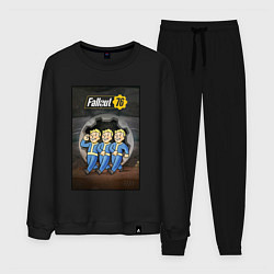 Костюм хлопковый мужской Fallaut - vault boys, цвет: черный