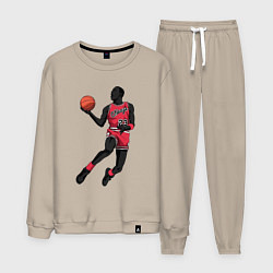 Костюм хлопковый мужской Retro Jordan, цвет: миндальный