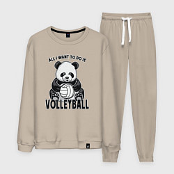 Костюм хлопковый мужской Panda volleyball, цвет: миндальный