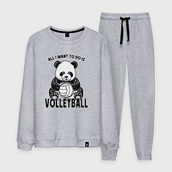 Костюм хлопковый мужской Panda volleyball, цвет: меланж