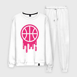 Костюм хлопковый мужской Pink basketball, цвет: белый