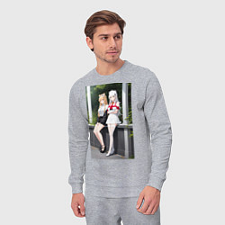 Костюм хлопковый мужской Аниме девушки в полный рост, цвет: меланж — фото 2