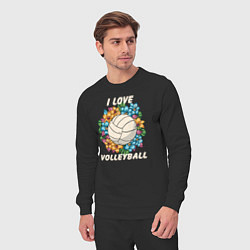 Костюм хлопковый мужской I love volleyball, цвет: черный — фото 2