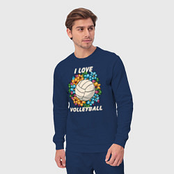 Костюм хлопковый мужской I love volleyball, цвет: тёмно-синий — фото 2