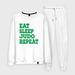 Костюм хлопковый мужской Жизнь дзюдо, цвет: белый
