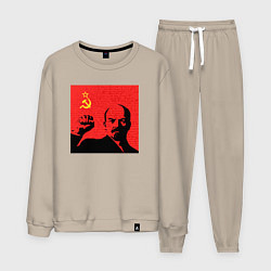 Костюм хлопковый мужской Lenin in red, цвет: миндальный