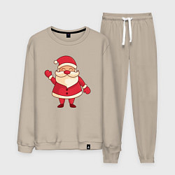 Костюм хлопковый мужской Радостный Дед мороз, цвет: миндальный