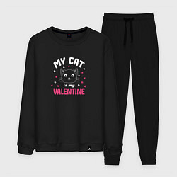 Костюм хлопковый мужской My cat is my Valentine 2024, цвет: черный