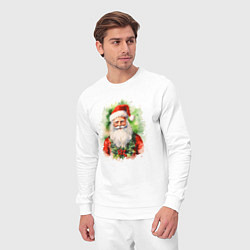 Костюм хлопковый мужской Бородатый Санта, цвет: белый — фото 2