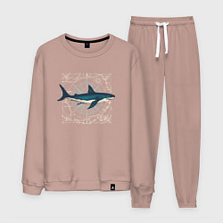 Костюм хлопковый мужской Большая акула, цвет: пыльно-розовый