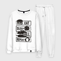 Костюм хлопковый мужской Есть спать гриль, цвет: белый