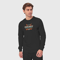 Костюм хлопковый мужской Хоккей - спорт России, цвет: черный — фото 2