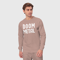 Костюм хлопковый мужской Надпись Doom metal, цвет: пыльно-розовый — фото 2