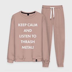 Костюм хлопковый мужской Надпись Keep calm and listen to thash metal, цвет: пыльно-розовый