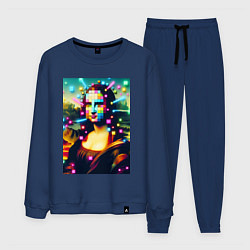 Костюм хлопковый мужской Мона Лиза м неоновые кубики - стилизация, цвет: тёмно-синий