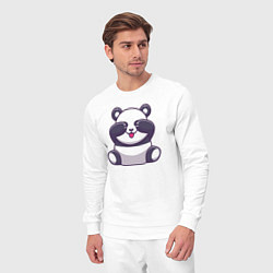 Костюм хлопковый мужской Панда зажмурилась, цвет: белый — фото 2