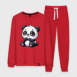 Костюм хлопковый мужской Забавная маленькая панда, цвет: красный