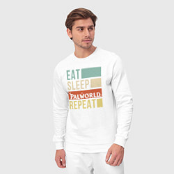 Костюм хлопковый мужской Eat sleep Palworld rpeat, цвет: белый — фото 2