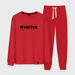 Костюм хлопковый мужской Monster black, цвет: красный