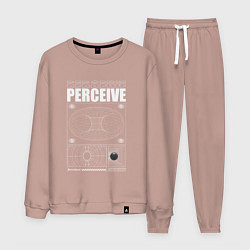Костюм хлопковый мужской Perceive streetwear, цвет: пыльно-розовый