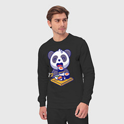 Костюм хлопковый мужской Панда и суши, цвет: черный — фото 2