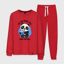 Костюм хлопковый мужской Панда с молоком, цвет: красный