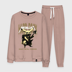 Костюм хлопковый мужской Metallica на фоне тяжёлого рока от Пикачу, цвет: пыльно-розовый