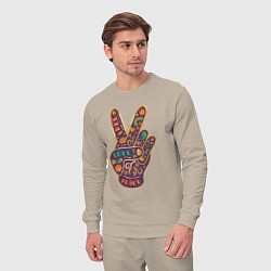 Костюм хлопковый мужской Free love peace, цвет: миндальный — фото 2