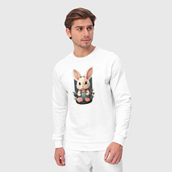 Костюм хлопковый мужской Маленький пушистый кролик, цвет: белый — фото 2