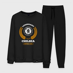 Костюм хлопковый мужской Лого Chelsea и надпись legendary football club, цвет: черный