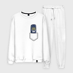 Костюм хлопковый мужской Нокиа в кармашке стиль 2000 х, цвет: белый