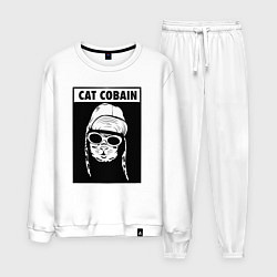 Костюм хлопковый мужской Cat cobain, цвет: белый