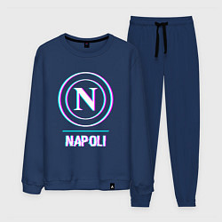 Костюм хлопковый мужской Napoli FC в стиле glitch, цвет: тёмно-синий