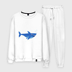 Костюм хлопковый мужской Синяя акула, цвет: белый