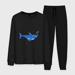 Костюм хлопковый мужской Синяя акула, цвет: черный