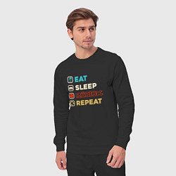 Костюм хлопковый мужской Eat sleep roblox repeat art, цвет: черный — фото 2