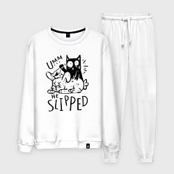 Костюм хлопковый мужской Umm he slipped, цвет: белый