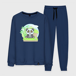 Костюм хлопковый мужской Забавная панда, цвет: тёмно-синий