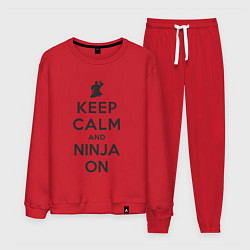 Костюм хлопковый мужской Keep calm and ninja on, цвет: красный