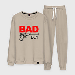 Костюм хлопковый мужской Bad boy with gun, цвет: миндальный