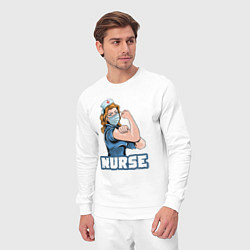 Костюм хлопковый мужской Good nurse, цвет: белый — фото 2