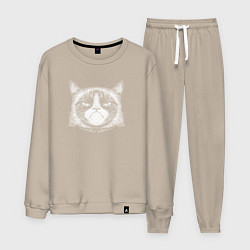 Костюм хлопковый мужской Мем Grumpy cat, цвет: миндальный