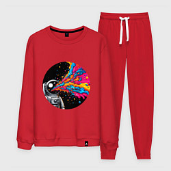 Костюм хлопковый мужской Космонавт с разноцветными брызгами, цвет: красный