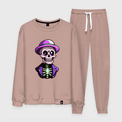 Мужской костюм Скелет в фиолетовой шляпе