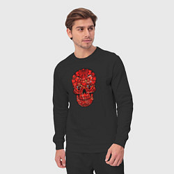 Костюм хлопковый мужской Red decorative skull, цвет: черный — фото 2