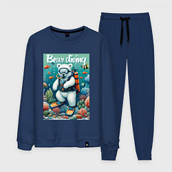 Костюм хлопковый мужской Polar bear diving - ai art, цвет: тёмно-синий