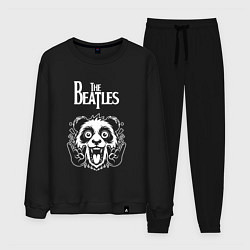 Костюм хлопковый мужской The Beatles rock panda, цвет: черный